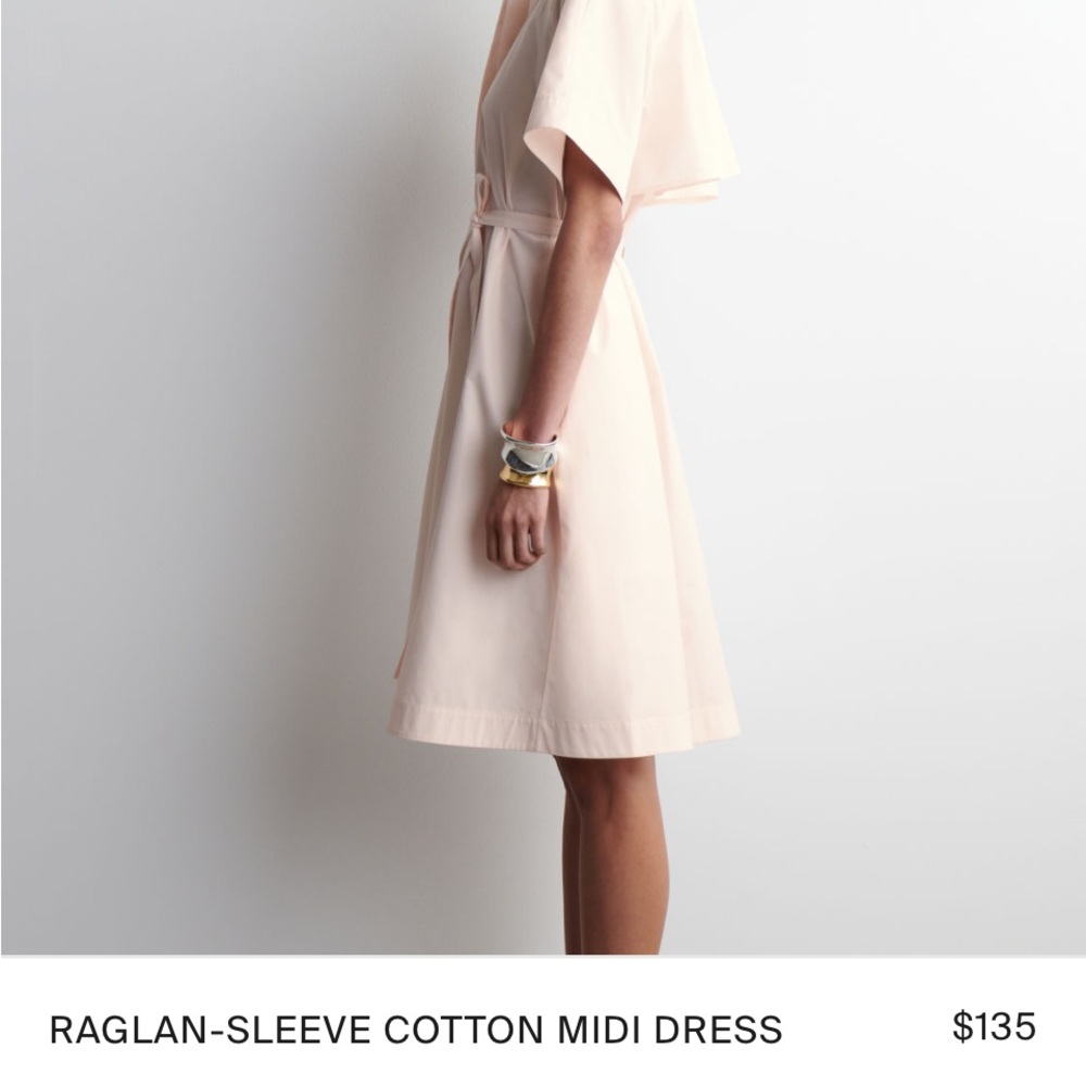 COS Cream A-Line Raglan Sleeve Midi Dress